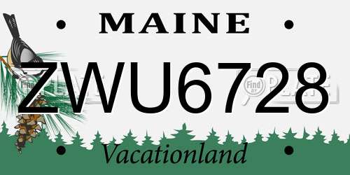 ZWU6728 Maine License Plate
