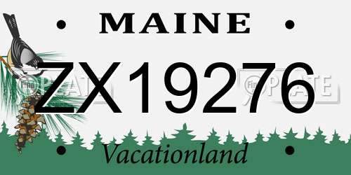 ZX19276 Maine License Plate