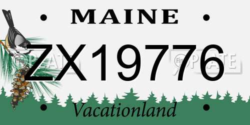 ZX19776 Maine License Plate