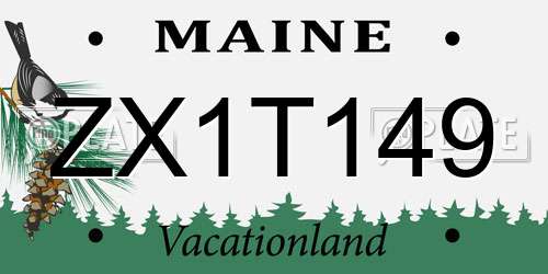 ZX1T149 Maine License Plate