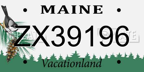 ZX39196 Maine License Plate