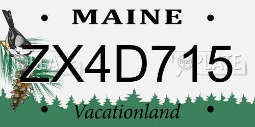 ZX4D715 Maine License Plate