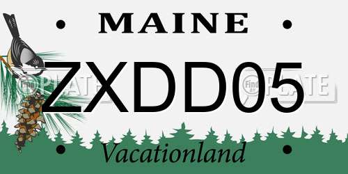 ZXDD05 Maine License Plate