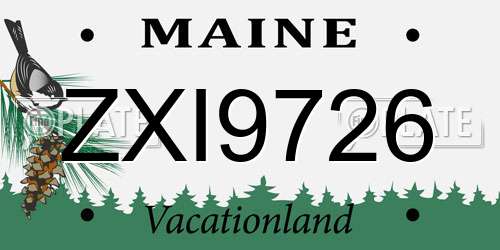 ZXI9726 Maine License Plate