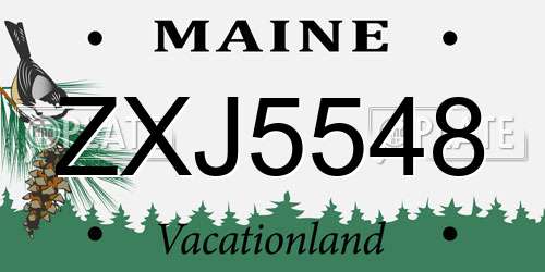 ZXJ5548 Maine License Plate