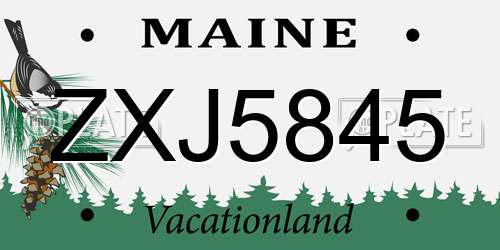 ZXJ5845 Maine License Plate