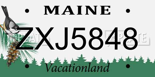 ZXJ5848 Maine License Plate