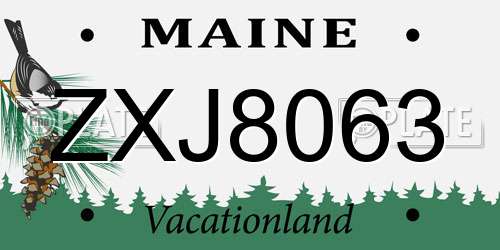 ZXJ8063 Maine License Plate