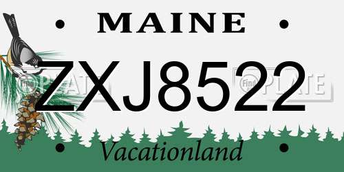 ZXJ8522 Maine License Plate