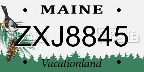 ZXJ8845 Maine License Plate