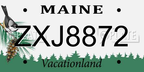 ZXJ8872 Maine License Plate