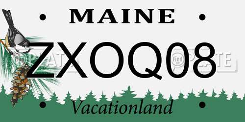 ZXOQ08 Maine License Plate