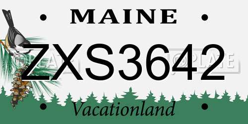 ZXS3642 Maine License Plate