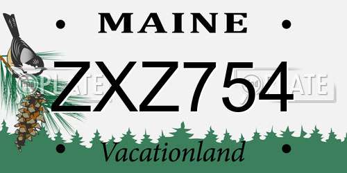ZXZ754 Maine License Plate