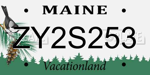 ZY2S253 Maine License Plate