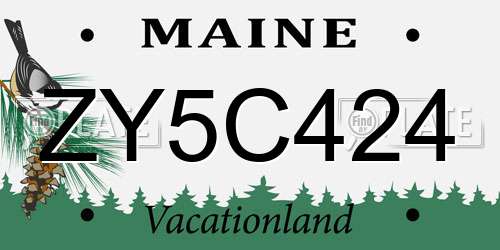 ZY5C424 Maine License Plate