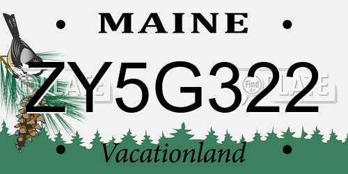 ZY5G322 Maine License Plate
