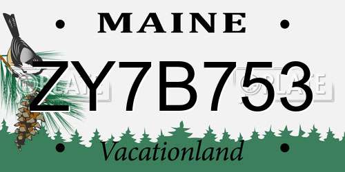 ZY7B753 Maine License Plate