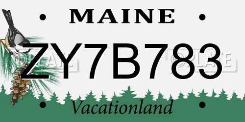 ZY7B783 Maine License Plate