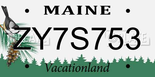 ZY7S753 Maine License Plate