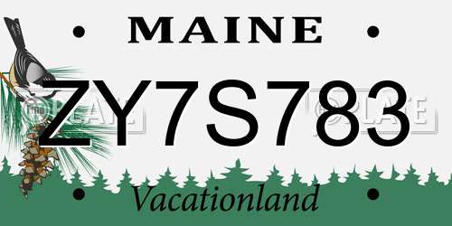 ZY7S783 Maine License Plate