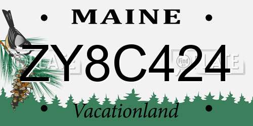 ZY8C424 Maine License Plate