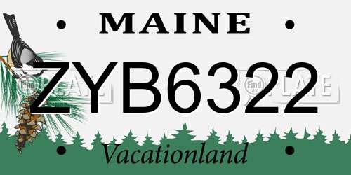 ZYB6322 Maine License Plate