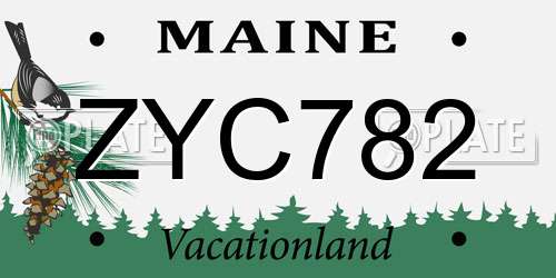 ZYC782 Maine License Plate