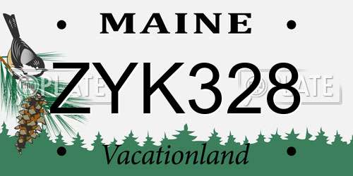 ZYK328 Maine License Plate