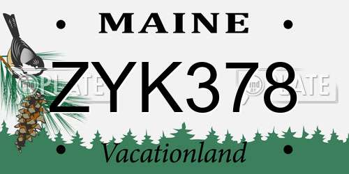 ZYK378 Maine License Plate
