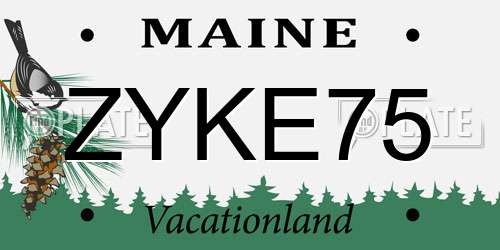 ZYKE75 Maine License Plate