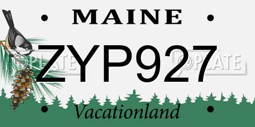 ZYP927 Maine License Plate
