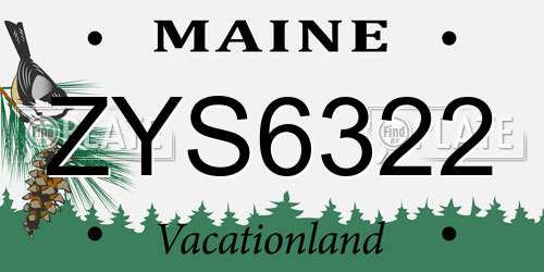 ZYS6322 Maine License Plate
