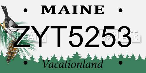 ZYT5253 Maine License Plate