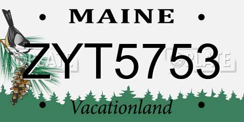 ZYT5753 Maine License Plate