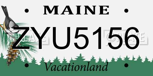 ZYU5156 Maine License Plate