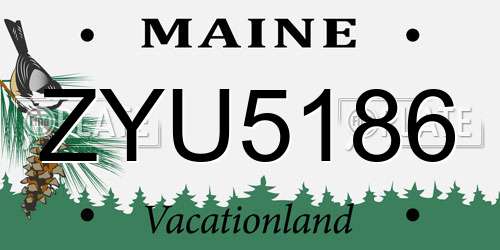 ZYU5186 Maine License Plate