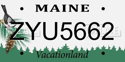 ZYU5662 Maine License Plate