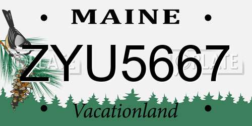 ZYU5667 Maine License Plate