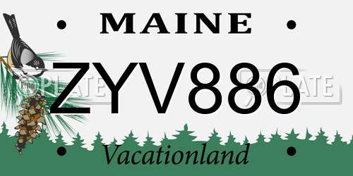 ZYV886 Maine License Plate