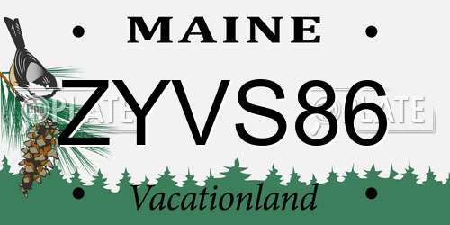 ZYVS86 Maine License Plate