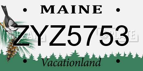 ZYZ5753 Maine License Plate