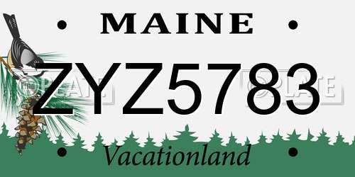 ZYZ5783 Maine License Plate