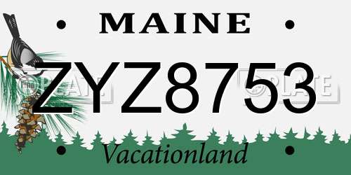 ZYZ8753 Maine License Plate