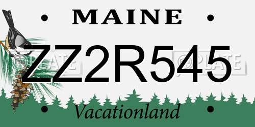 ZZ2R545 Maine License Plate