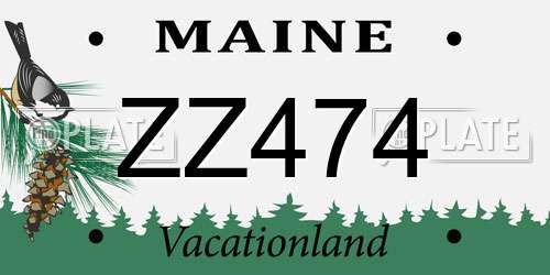 ZZ474 Maine License Plate
