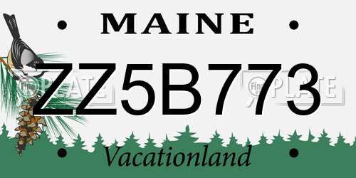 ZZ5B773 Maine License Plate