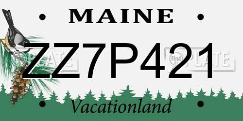 ZZ7P421 Maine License Plate