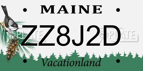 ZZ8J2D Maine License Plate