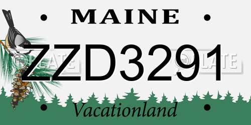 ZZD3291 Maine License Plate
